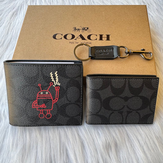 Coach Set Wallet , Card Holder & Medal |Black|